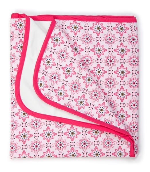 Keep Leaf Strolle Blanket Floral, roze wiegdeken van biologisch katoen