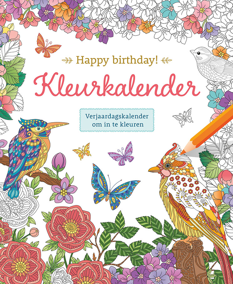 Happy Birthday! kleurkalender van Deltas - Verjaardagskalender om in te kleuren