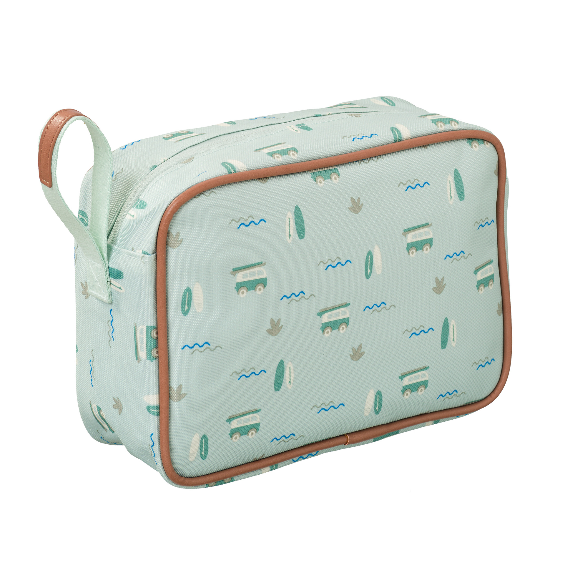 Fresk surf Boy washbag, toilettas lichtgroen met surfplankjes