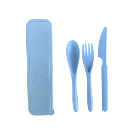 Reis bestek setje in blauw PLA