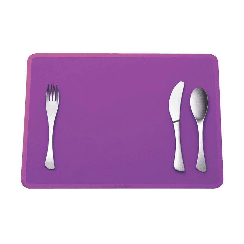 Duurzaam voor onderweg: 3-delig bestek & placemat set in paars van Omami