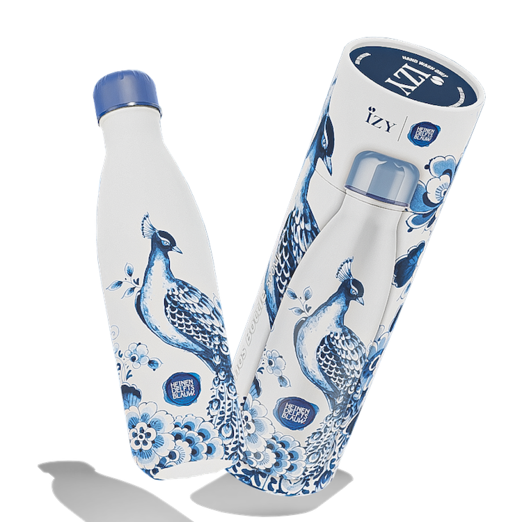 Izy Bottles thermosfles Delfts Blauw Pauw