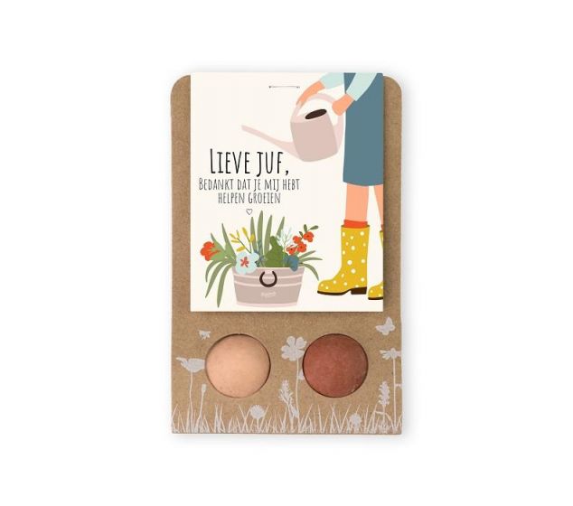 Lieve Juf Blossombs bloembommetjes set van 2