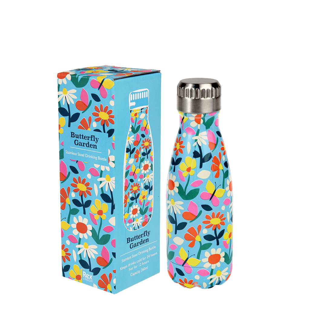 Rex London Thermosflesje met vlinder en bloemen print Greenpicnic