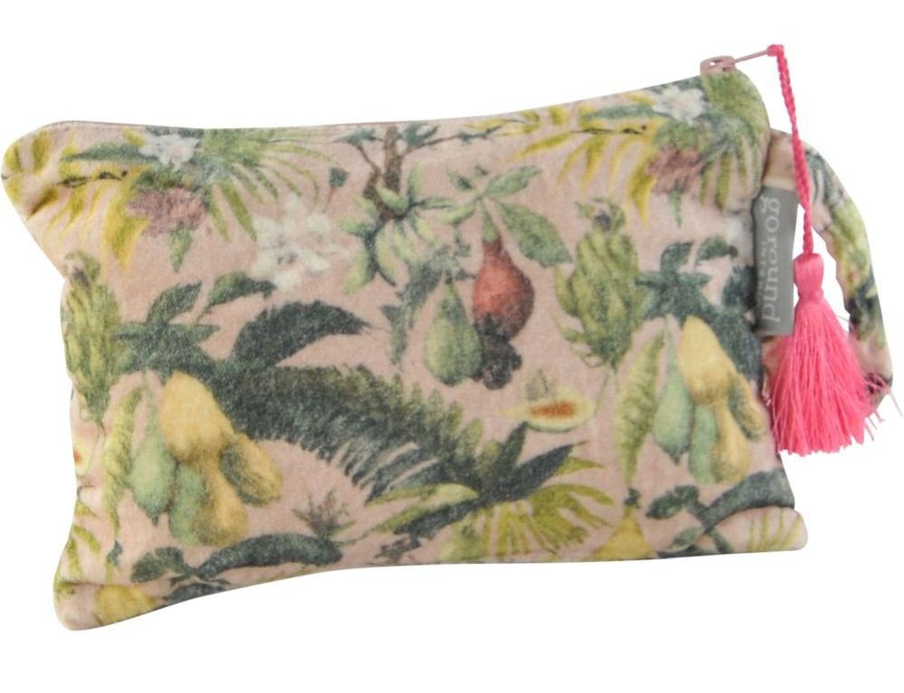 Strelitzia Pouch, etui van velours katoen met planten print