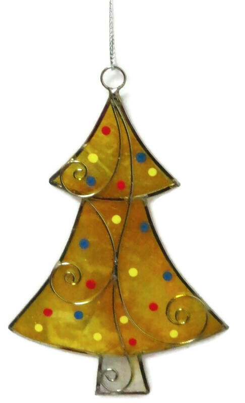 Gele kerstboomhanger uit capiz - Fairtrade kerstversiering GreenPicnic