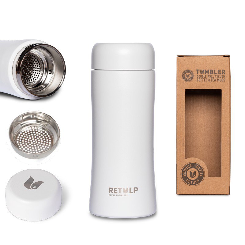 Retulp Tumbler thermosbeker met theezeef in wit