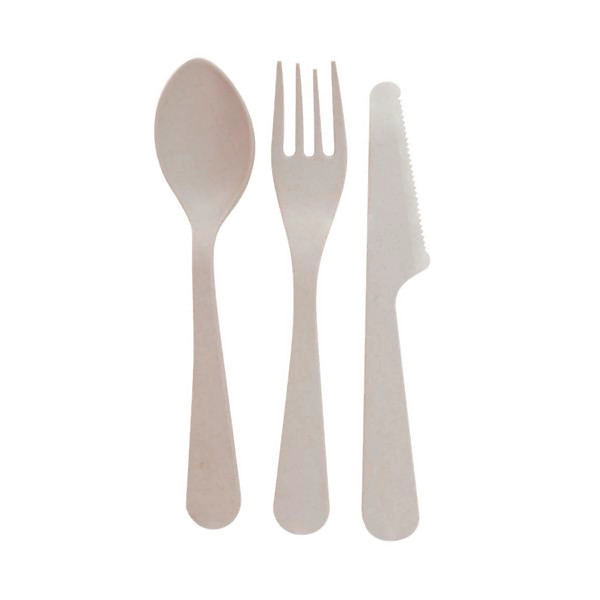 PLA bioplastic lichtgrijs bestek set van Point Virgule PLA - GreenPicnic