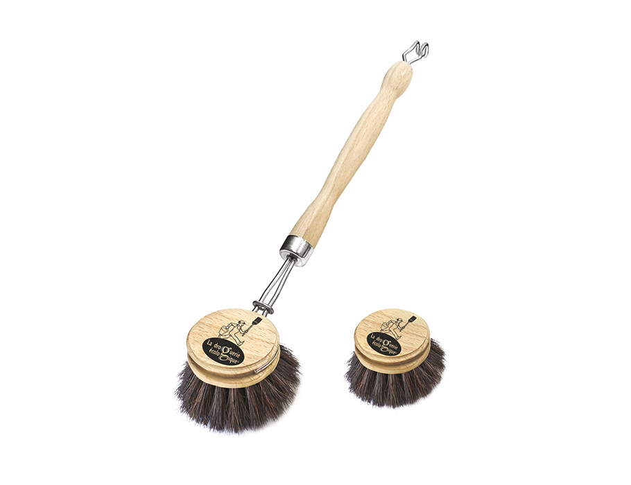 Houten afwasborstel met vervangbare borstelkop van paardenhaar - Webshop GreenPicnic