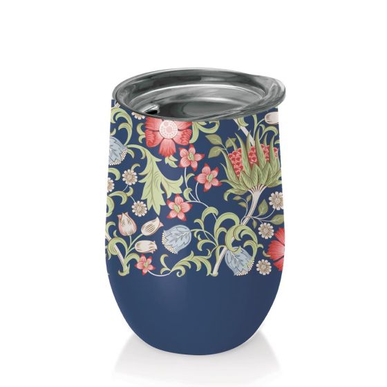 Chic Mic Bioloco Office Cup Virginia, blauwe rvs beker met bloemen