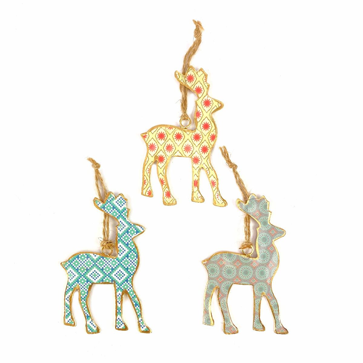 Imbarro Hanging Reindeers Jool, metalen kersthangers van rendieren  - GreenPicnic