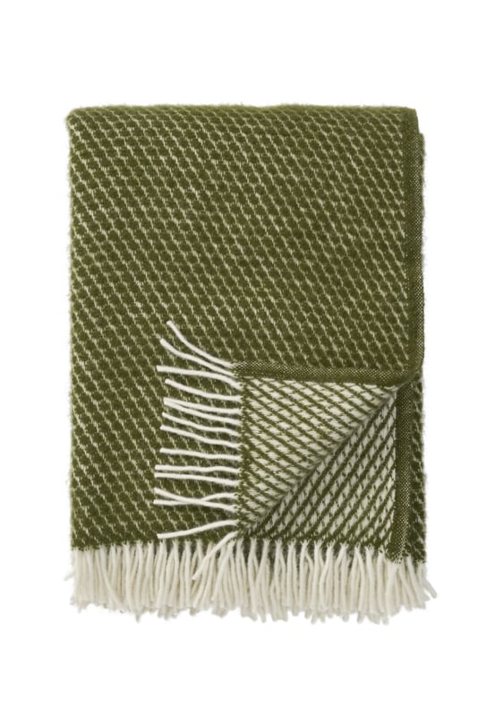 Klippan Thros Velvet Avocado, deken van lamswol bij Greenpicnic