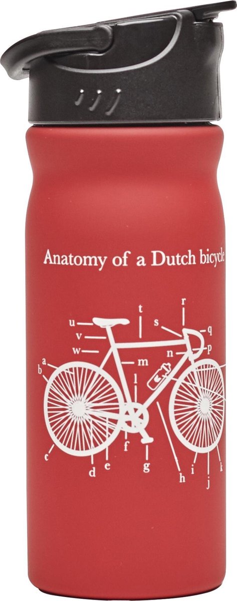 Retulp rode rvs drinkfles met Bicycle print