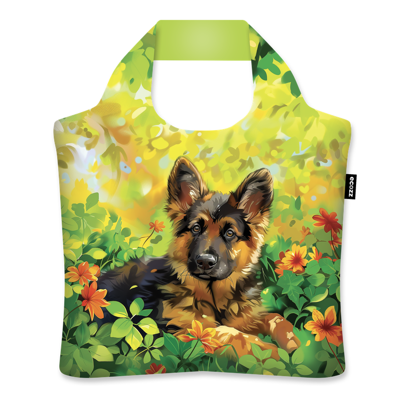 Ecozz opvouwbare shopper met rits van recycled PET Puppy in the Garden