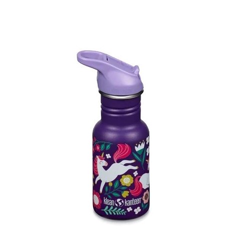 Paarse Leaping Unicorns Kid Kanteen Classic, enkelwandige RVS waterfles smal design - Eco Webshop GreenPicnic