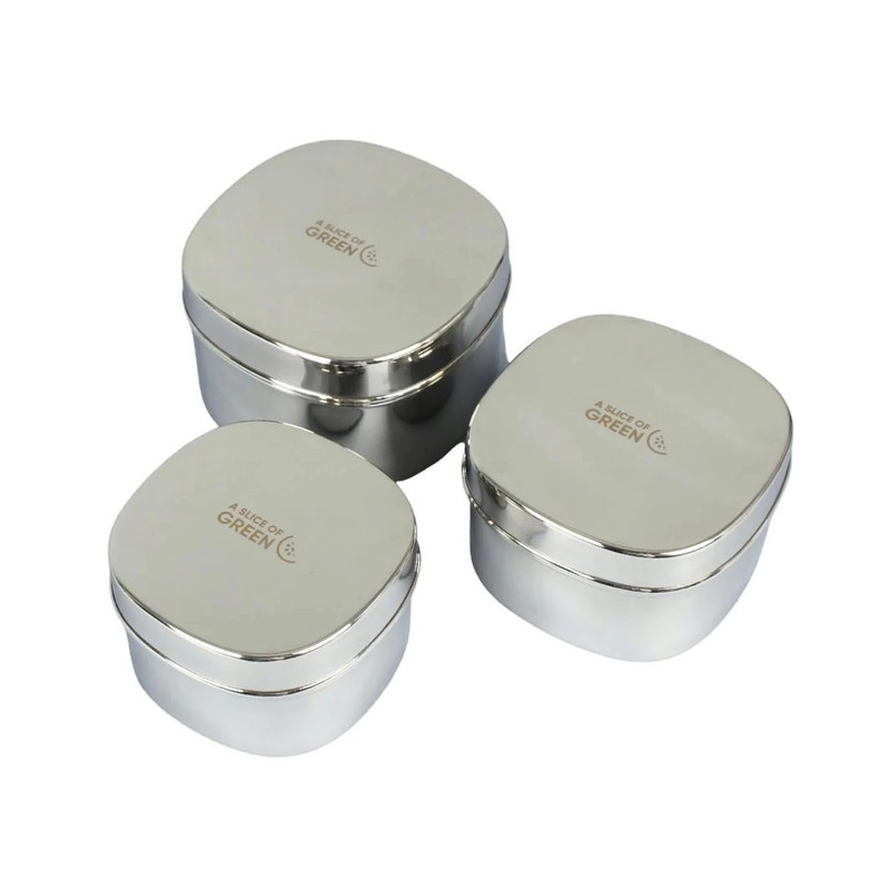 A Slice of Green Stainless Steel Container set RVS doosjes