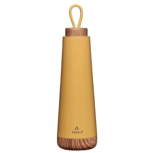 BioLoco Loop dubbelwandige RVS fles Mustard