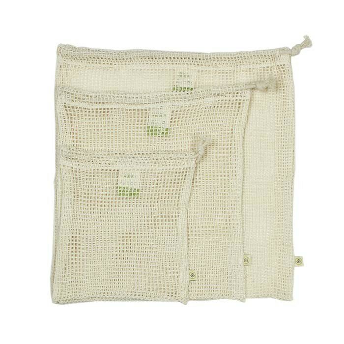 A Slice of Green Mesh Produce Bag Variety Pack - Set 3 netzakjes van biologisch katoen A Slice of Green Mesh Produce Bag Variety Pack - Set 3 netzakjes van biologisch katoen