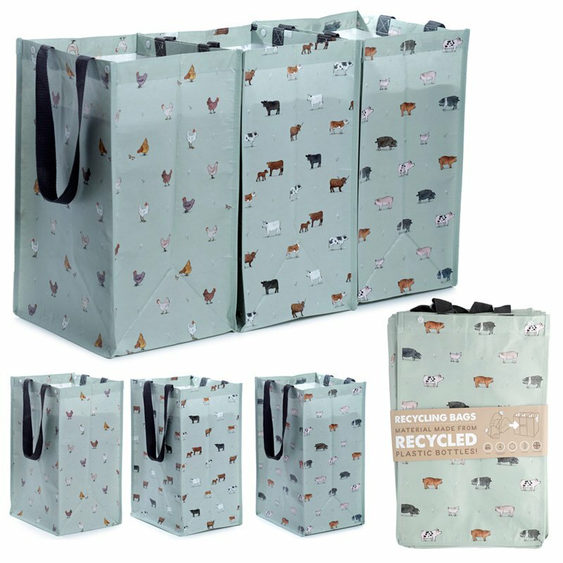 Recycling Bags van gerecycled plastic, set van 3 opbergzakken - Boerderij Recycling Bags van gerecycled plastic, set van 3 opbergzakken - Boerderij