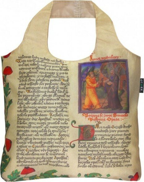 Ecozz opvouwbare shopper van rPET, afsluitbaar met rits - Historische print Ecozz opvouwbare shopper van rPET, afsluitbaar met rits - Historische print