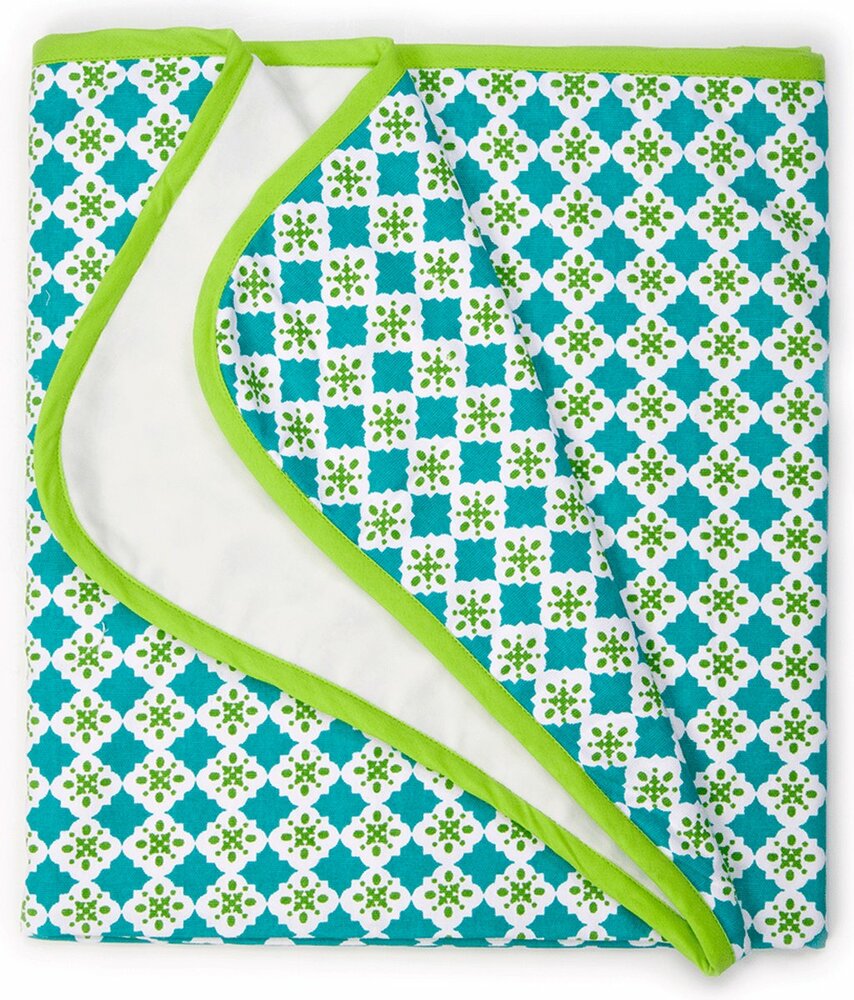 Keep Leaf Organic StrollerBlanket Tiles - Groen wiegdekentje biologisch katoen Keep Leaf Organic StrollerBlanket Tiles - Groen wiegdekentje biologisch katoen