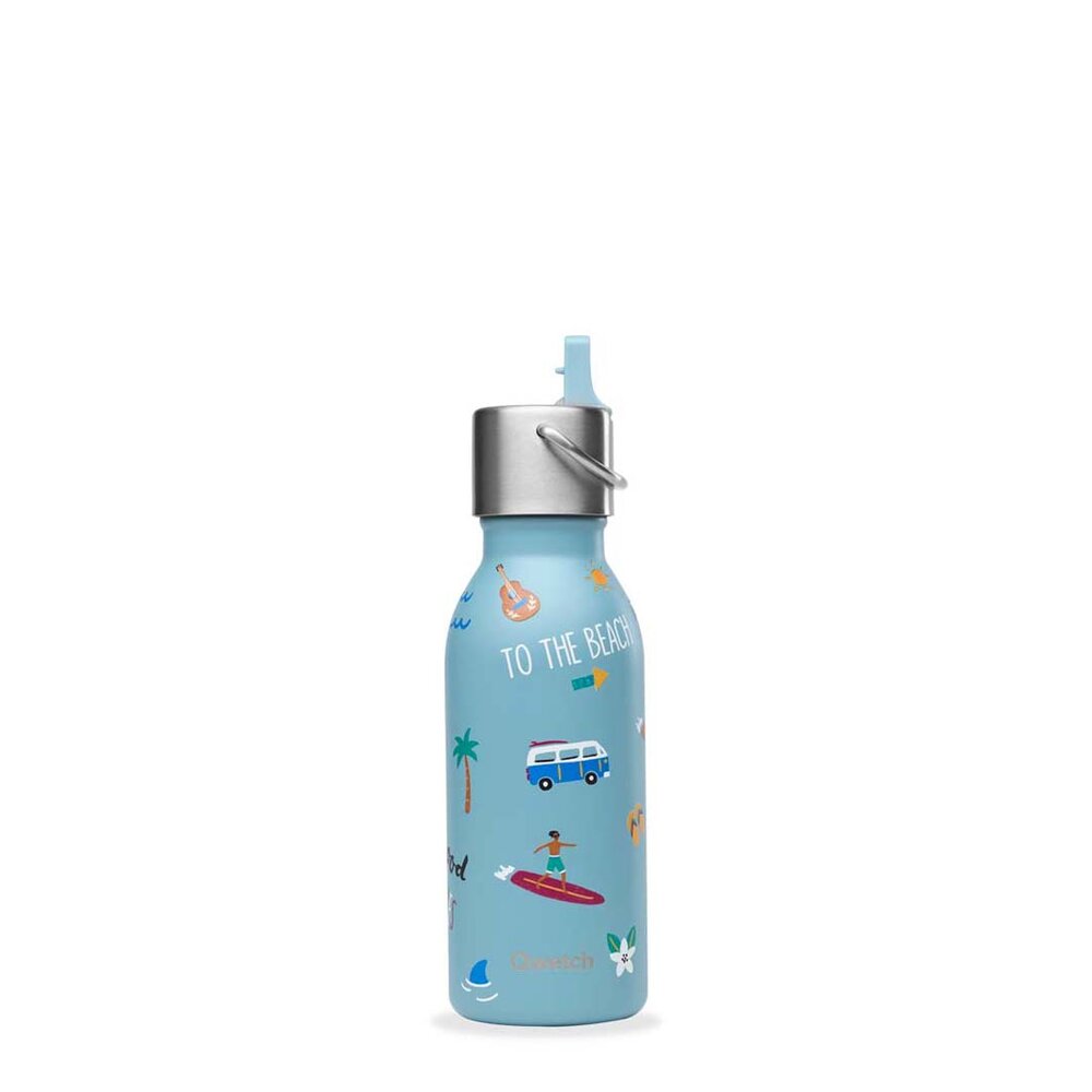 Qwetch Insulated Stainless steel Kids Bottle Honolulu Blue - 350ml RVS thermosfles Qwetch Insulated Stainless steel Kids Bottle Honolulu Blue - 350ml RVS thermosfles
