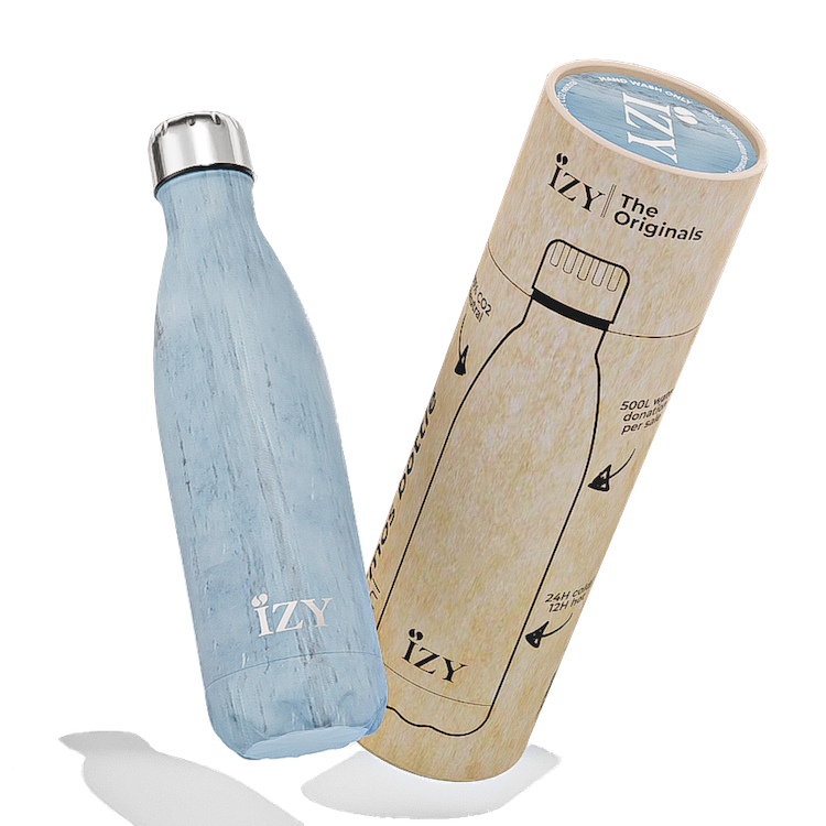 IZY Bottles Thermo Bottle Design Blue - RVS dubbelwandige fles 500ml