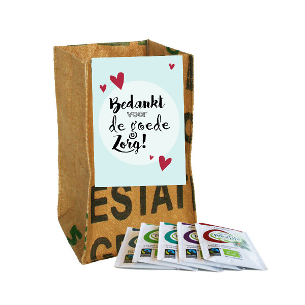 Superwaste Tealight "Bedankt voor de goede zorg!" - van gerecyclede Teabags incl. thee Superwaste Tealight "Bedankt voor de goede zorg!" - van gerecyclede Teabags incl. thee