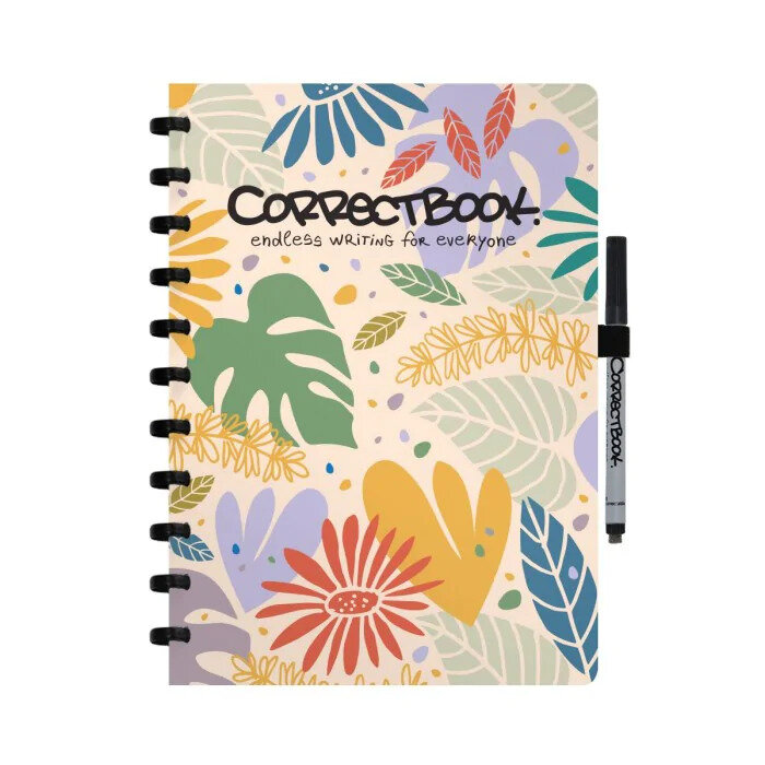 Correctbook Original A4 Botanical Beauty - blanco notitieboek met pen en wisdoekje  Correctbook Original A4 Botanical Beauty - blanco notitieboek met pen en wisdoekje
