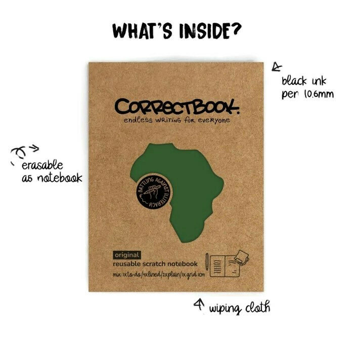 Correctbook A5 Scratch Mix Forest Green - Notebook A5 met pen en wisdoekje 