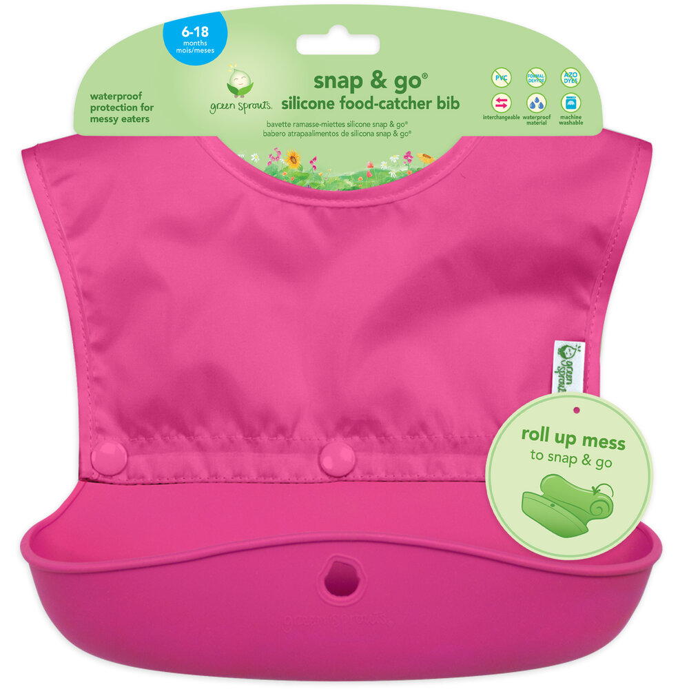 Green Sprouts Snack & Go Pink - Roze siliconen slab met opvangbakje 