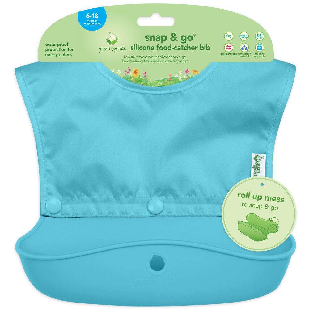 Green Sprouts Snap&Go Aqua - Blauwe Siliconen slab met opvangbakje 