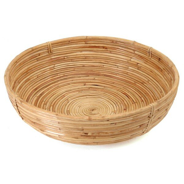 Fairtrade grote ronde mand van gevlochten riet Fairtrade grote ronde mand van gevlochten riet