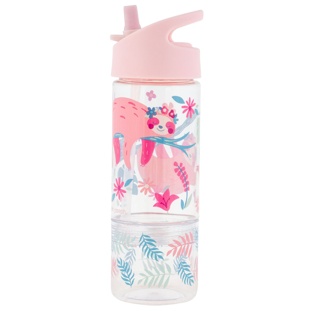 Sip & Snack bottle Pink Sloth - Drinkfles met snackbakje van Tritan