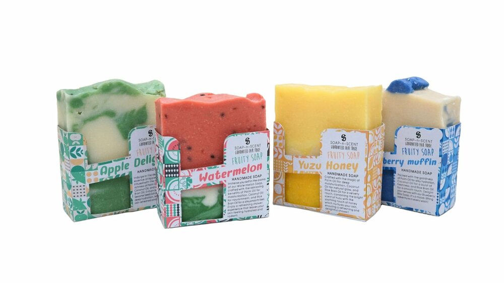 Fairtrade zeep blokken van Soap-n-Scent, Fruity Soap diverse geuren