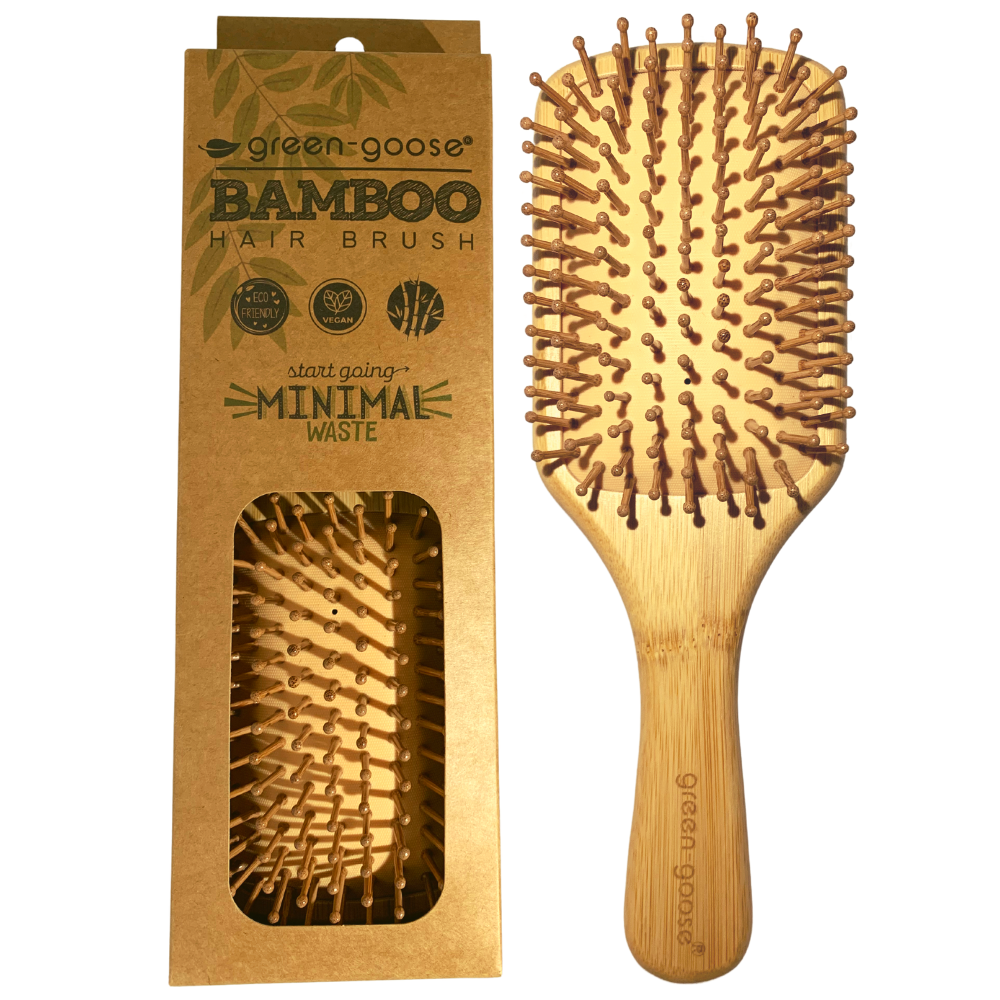 Bamboo Hairbrush - Rechthoekige bamboehouten haarborstel met knoppen Bamboo Hairbrush - Rechthoekige bamboehouten haarborstel met knoppen