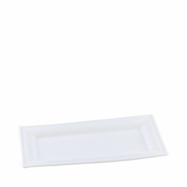 Bio Suikerriet snackbordje: 26cmx13cm in pak van 50 stuks. Bio Suikerriet snackbordje: 26cmx13cm in pak van 50 stuks.
