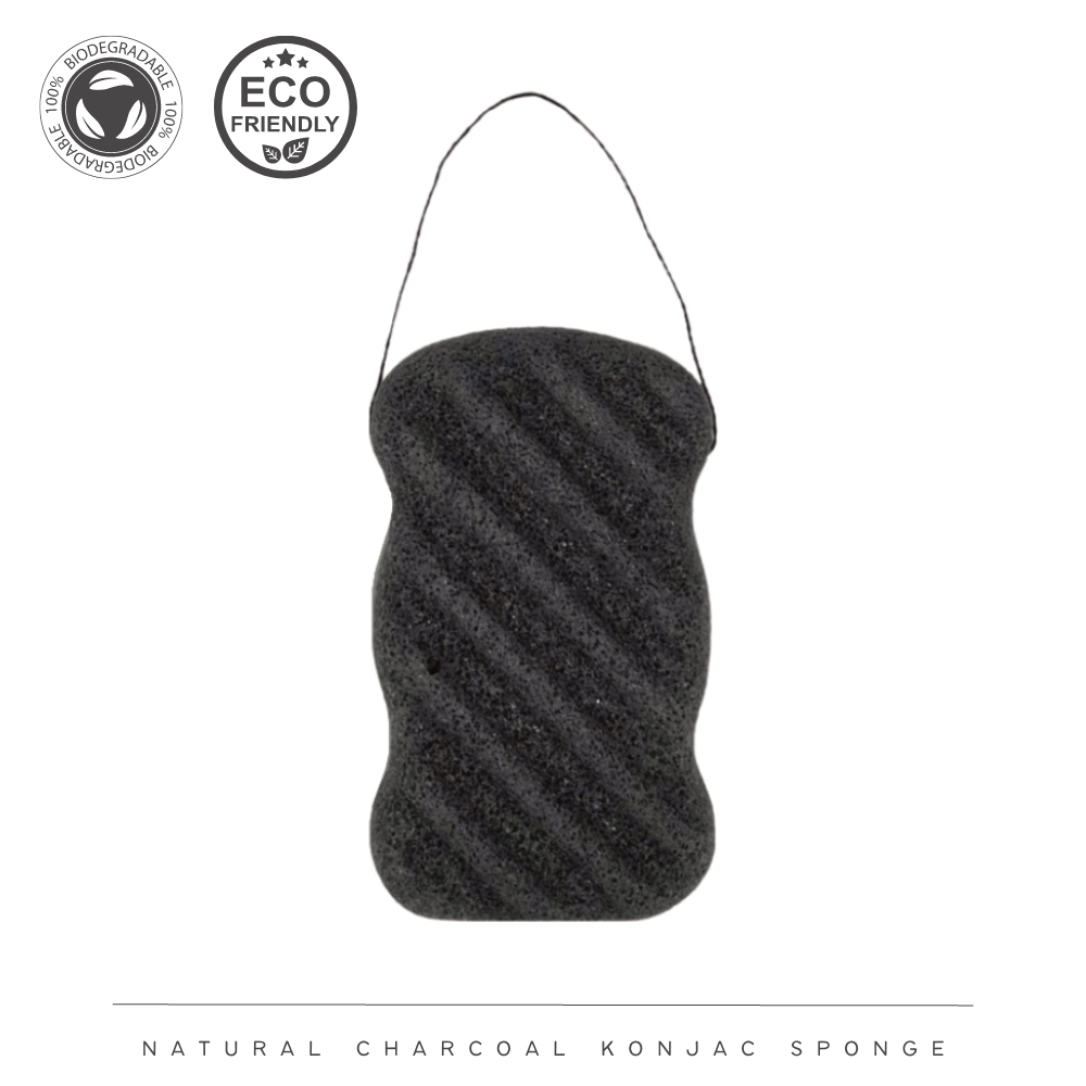 Natuurlijke konjac gezichtsscrub voor alle huidtypes - Zwart