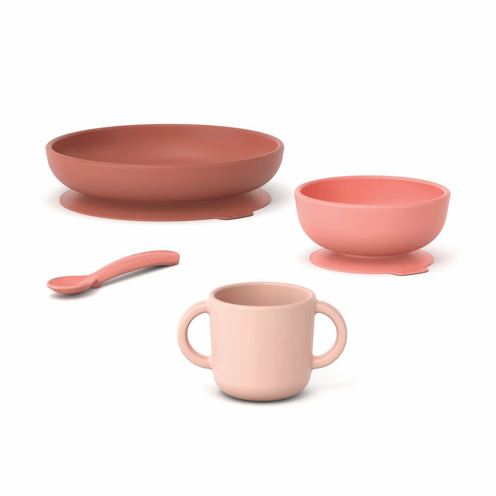 Ekobo Baby Meal Set Coral - 4 delig Siliconen kinderservies