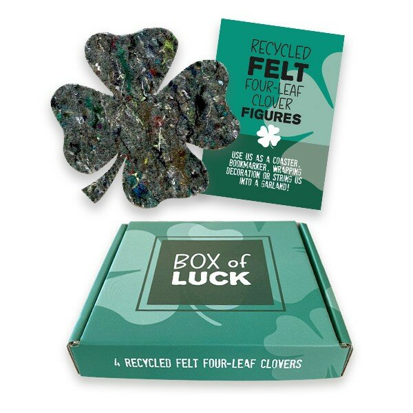 Superwaste Box of Luck - set 4 Klavertjes gerecycled vilt Superwaste Box of Luck - set 4 Klavertjes gerecycled vilt