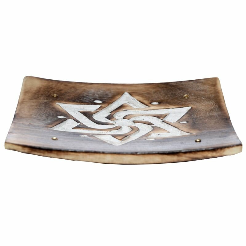 Mango houten wierookhouder met ster 