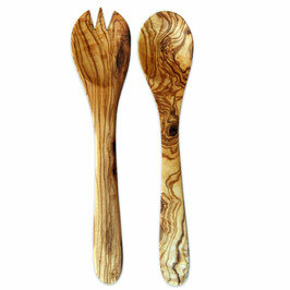 Olijfhouten slabestek 30cm - 2 delige saladebestek set