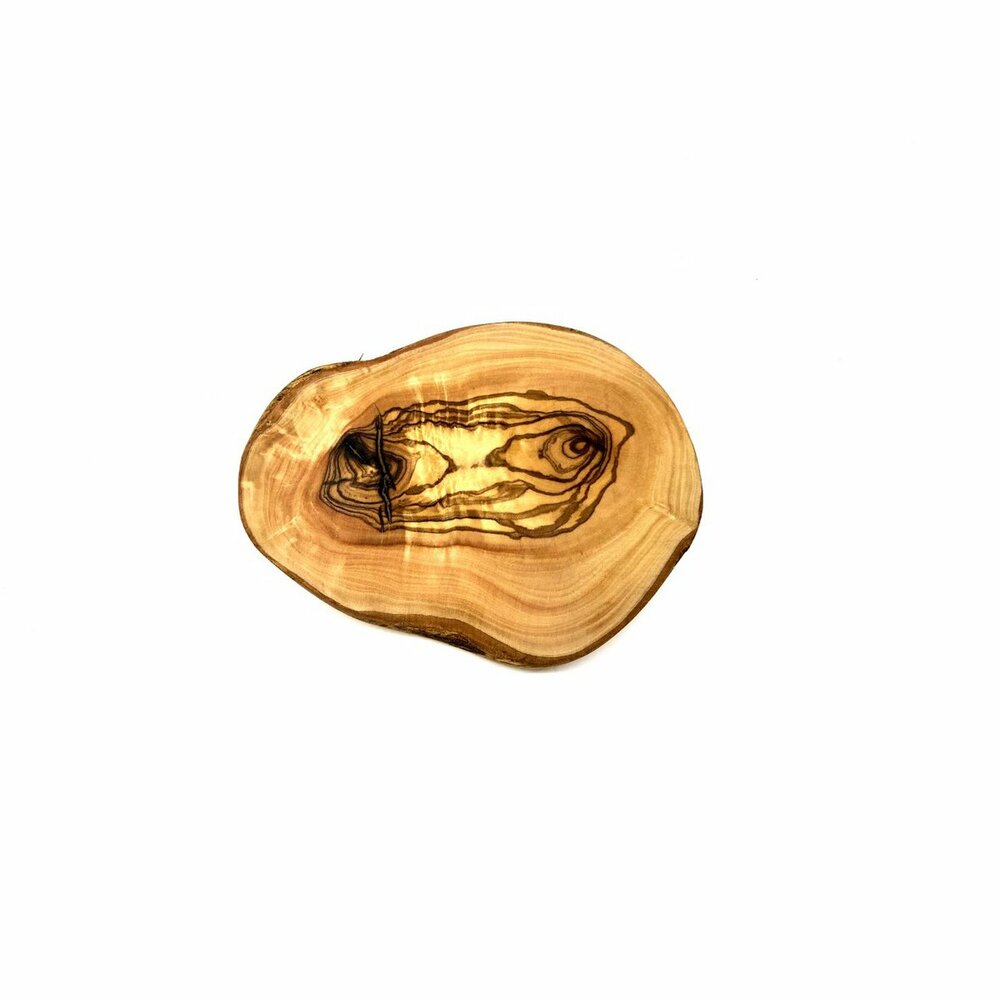 Olijfhouten glasonderzetter naturel met schors ca. 10-12cm Olijfhouten glasonderzetter naturel met schors ca. 10-12cm