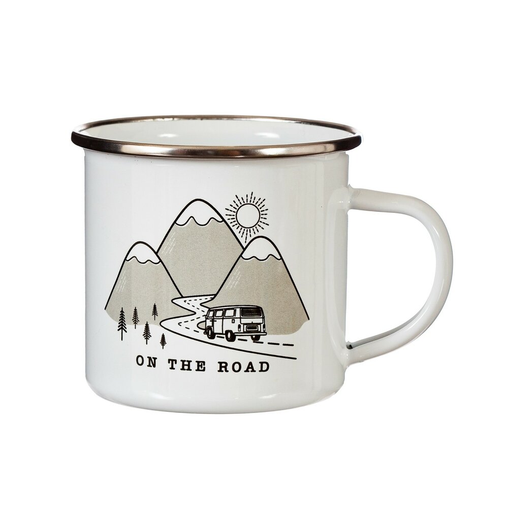 Sass & Belle geëmailleerde RVS mok - Enamel Mug On the Road Sass & Belle geëmailleerde RVS mok - Enamel Mug On the Road