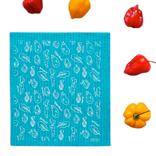 Groovy Goods ecologische sponsdoek met groentenprint