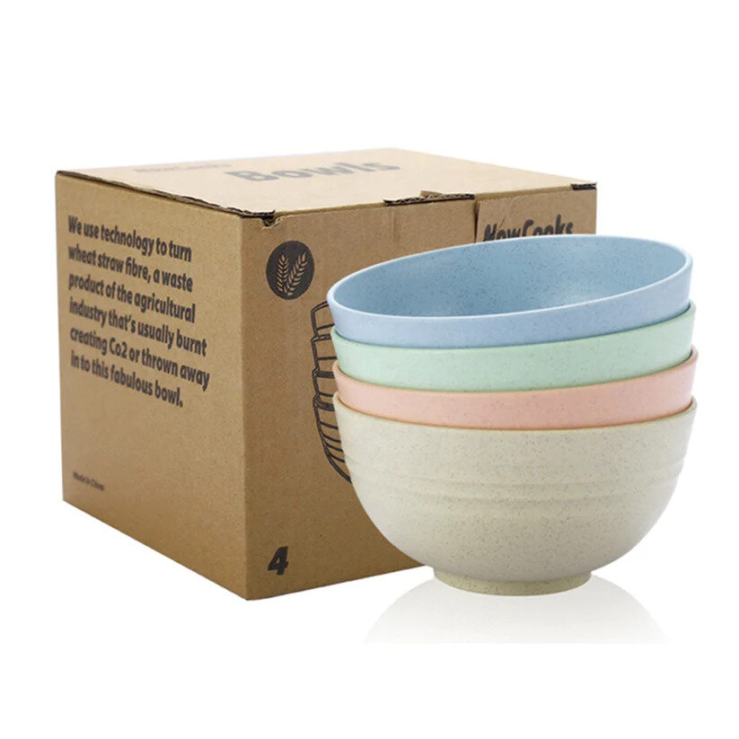 Bio Plastic kommetjes van PLA uit tarwevezels, set van 4 stuks