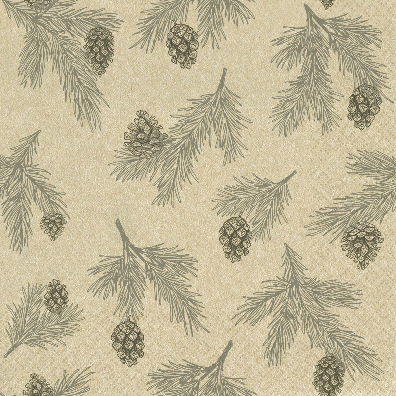 Eco servetten 33x33cm van gerecycled/ongebleekt papier - Pine Cones Grey