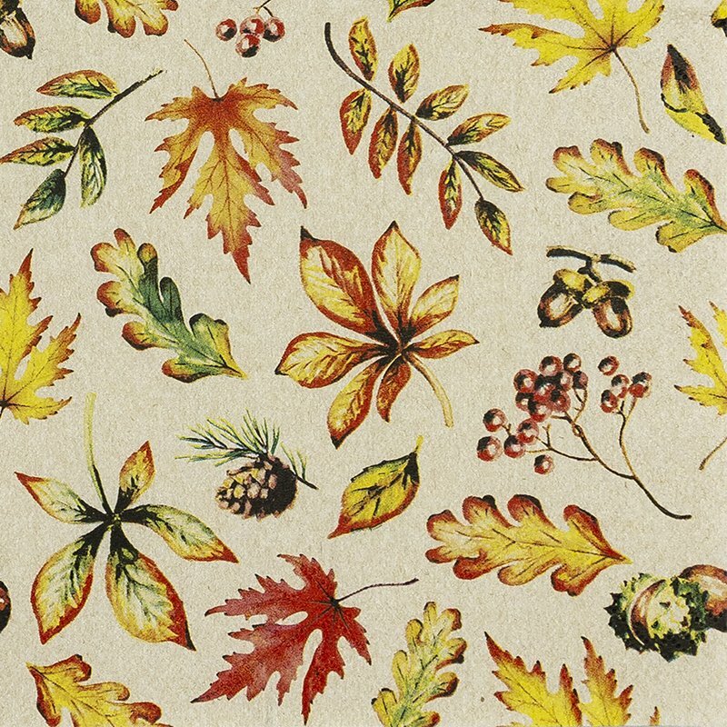 Eco servetten 33x33cm van gerecycled/ongebleekt papier - Leaves Allover