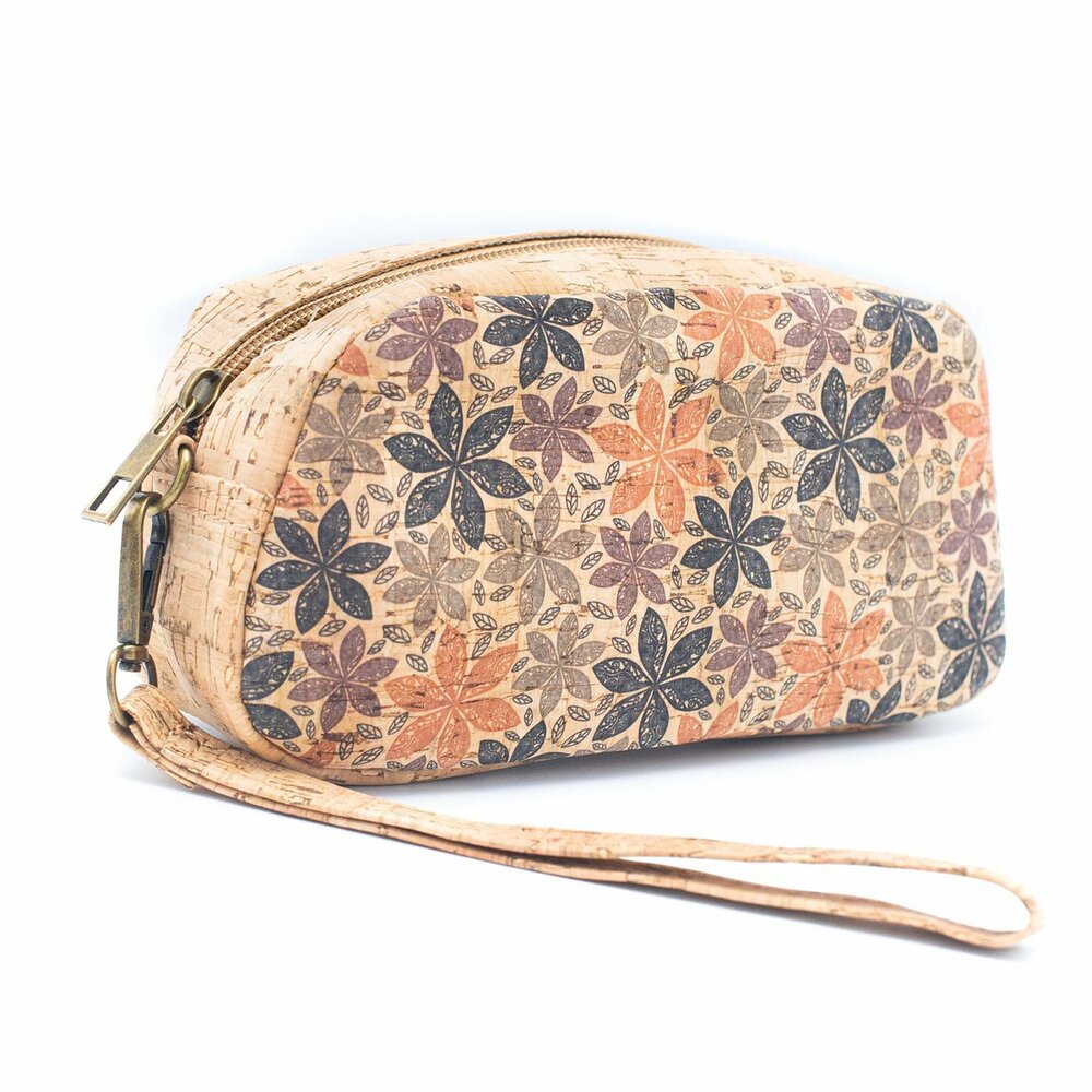 Etui van kurk met print van herfstbladeren