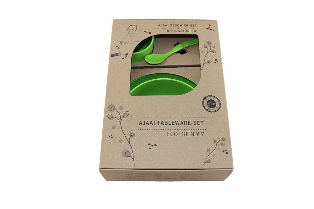 Ajaa 4-delige servies set van recyclebaar bio plastic - groen